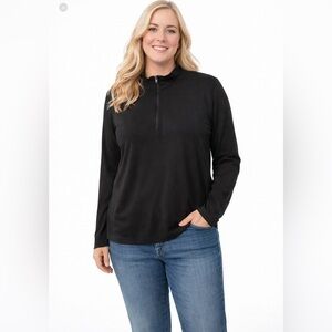 Kyodan Athletic Long Sleeve Knit 3/4 Zip Shirt Black Right Side Pocket Size P/S